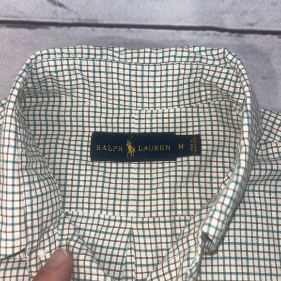 Ralph Lauren Button Down Shirt Mens Medium Plaid Long Sleeve Casual Oxford - Picture 8 of 12